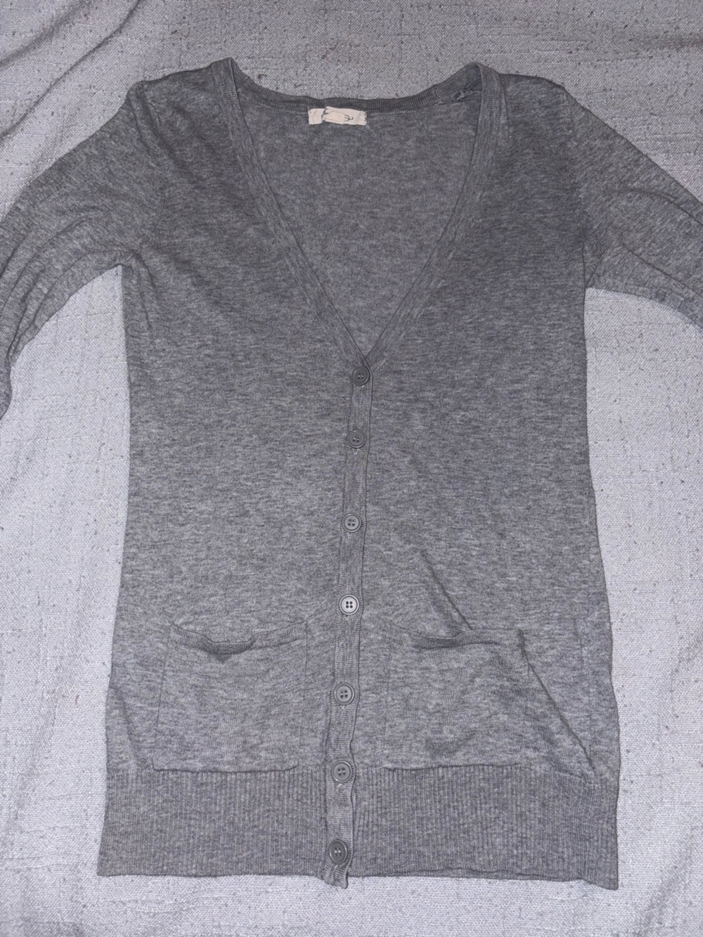 Forever 21 Heather Gray V‑Neck Button Cardigan
